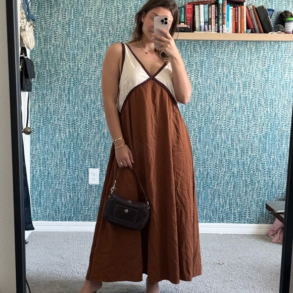 SANCIA Dresses & Skirts - Sancia Naomi Brown and Cream Colorblock Maxi Dress size XL